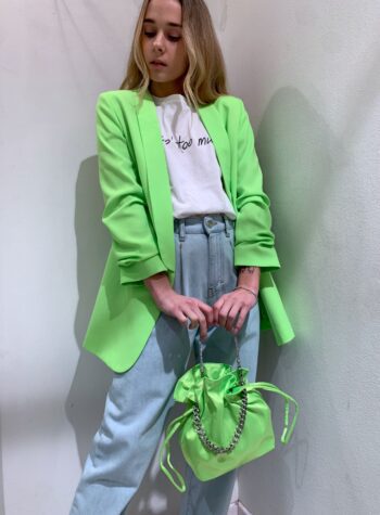 Shop Online Blazer verde fluo con maniche increspate Vicolo