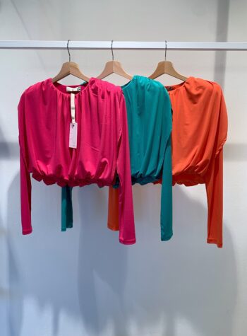 Shop Online Top fucsia drappeggiato manica lunga Have One