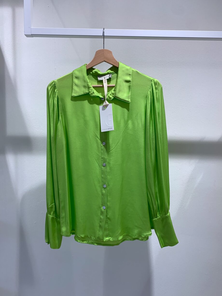 Shop Online Camicia in raso lime manica sbuffo Have One