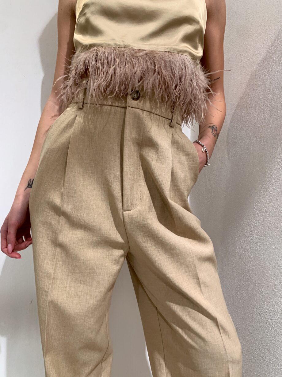 Shop Online Pantalone palazzo beige fiammato Vicolo