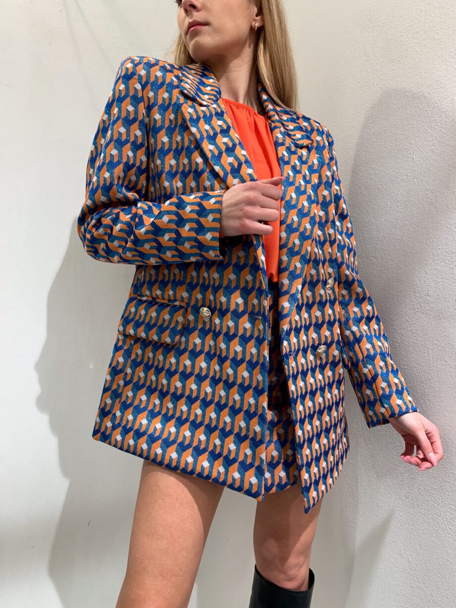 Shop Online Blazer doppiopetto fantasia arancio e bluette Have One