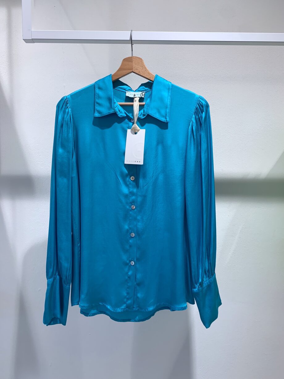 Shop Online Camicia in raso turchese manica sbuffo Have One