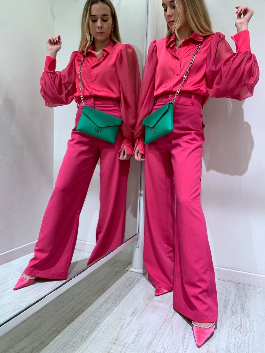 Shop Online Pantalone palazzo vita alta fucsia Have One