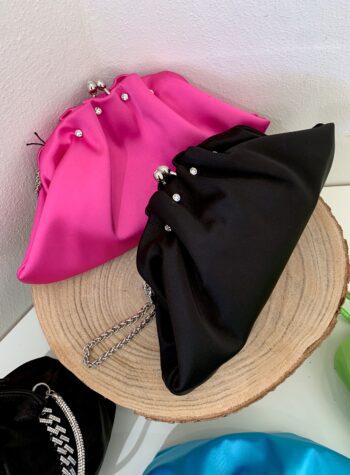 Shop Online Pochette in raso nera Twentyfourhaitch