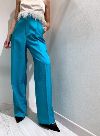 Shop Online Pantalone palazzo turchese fiammato Vicolo