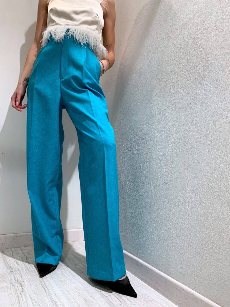 Shop Online Pantalone palazzo turchese fiammato Vicolo