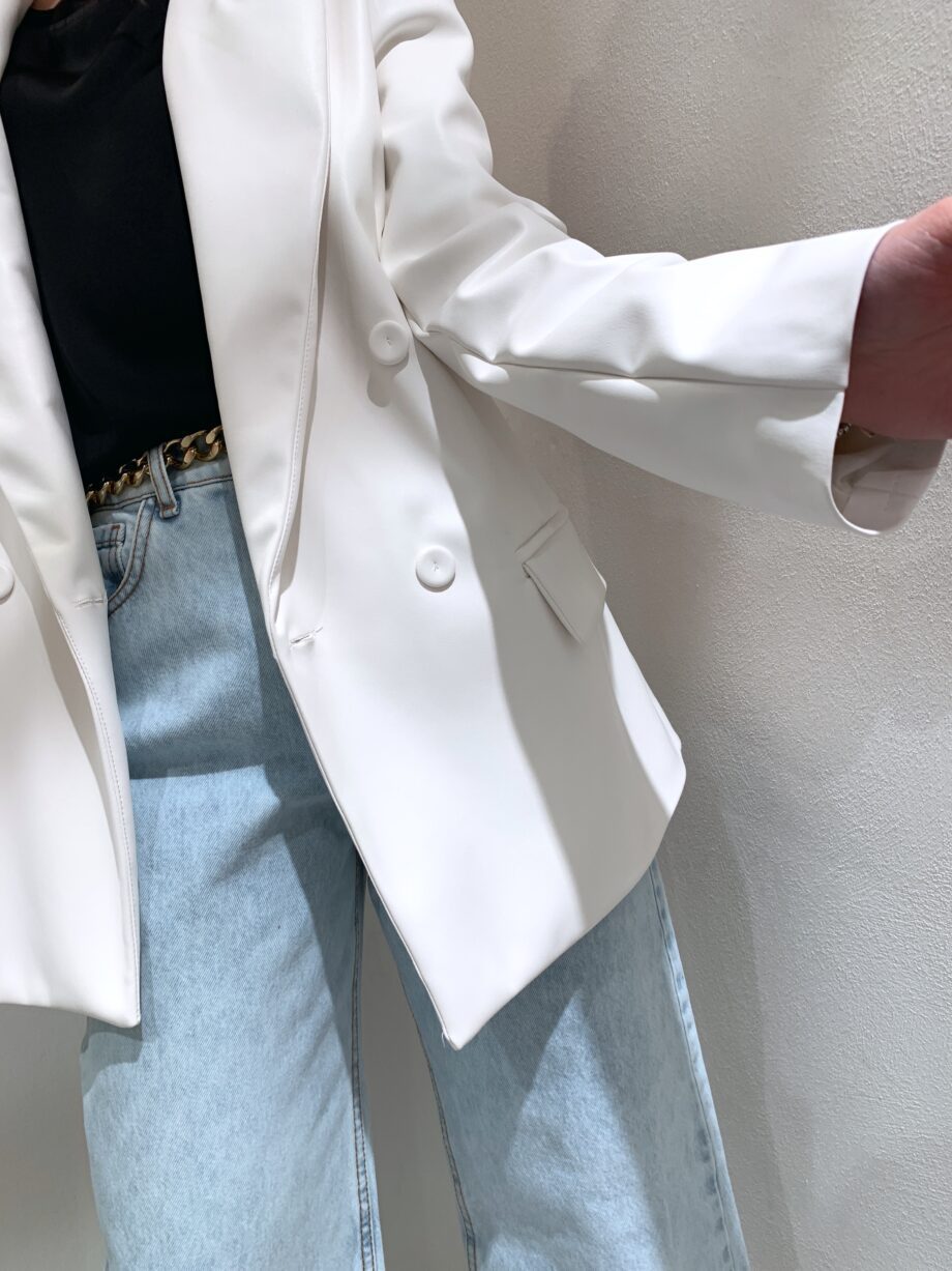 Shop Online Blazer doppiopetto in ecopelle bianco Have One