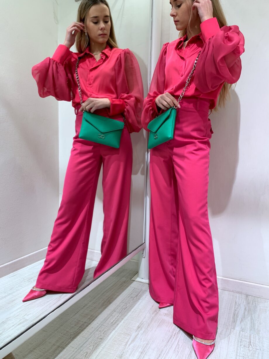 Shop Online Pantalone palazzo vita alta fucsia Have One