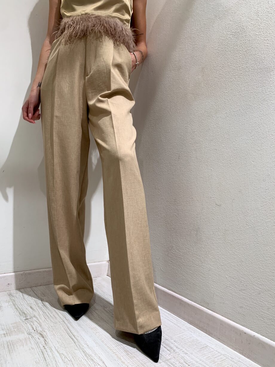 Shop Online Pantalone palazzo beige fiammato Vicolo