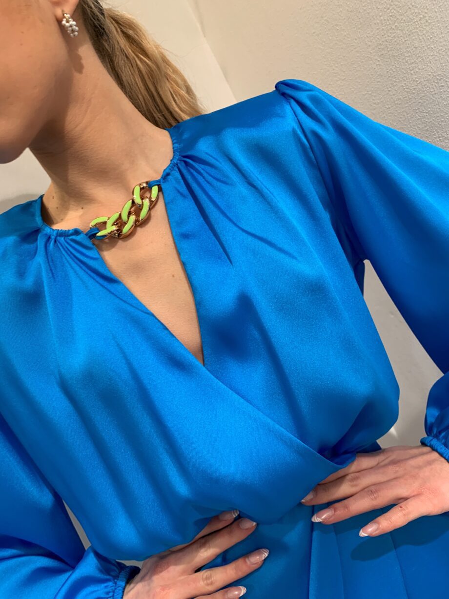 Shop Online Vestito in satin azzurro arricciato Vicolo