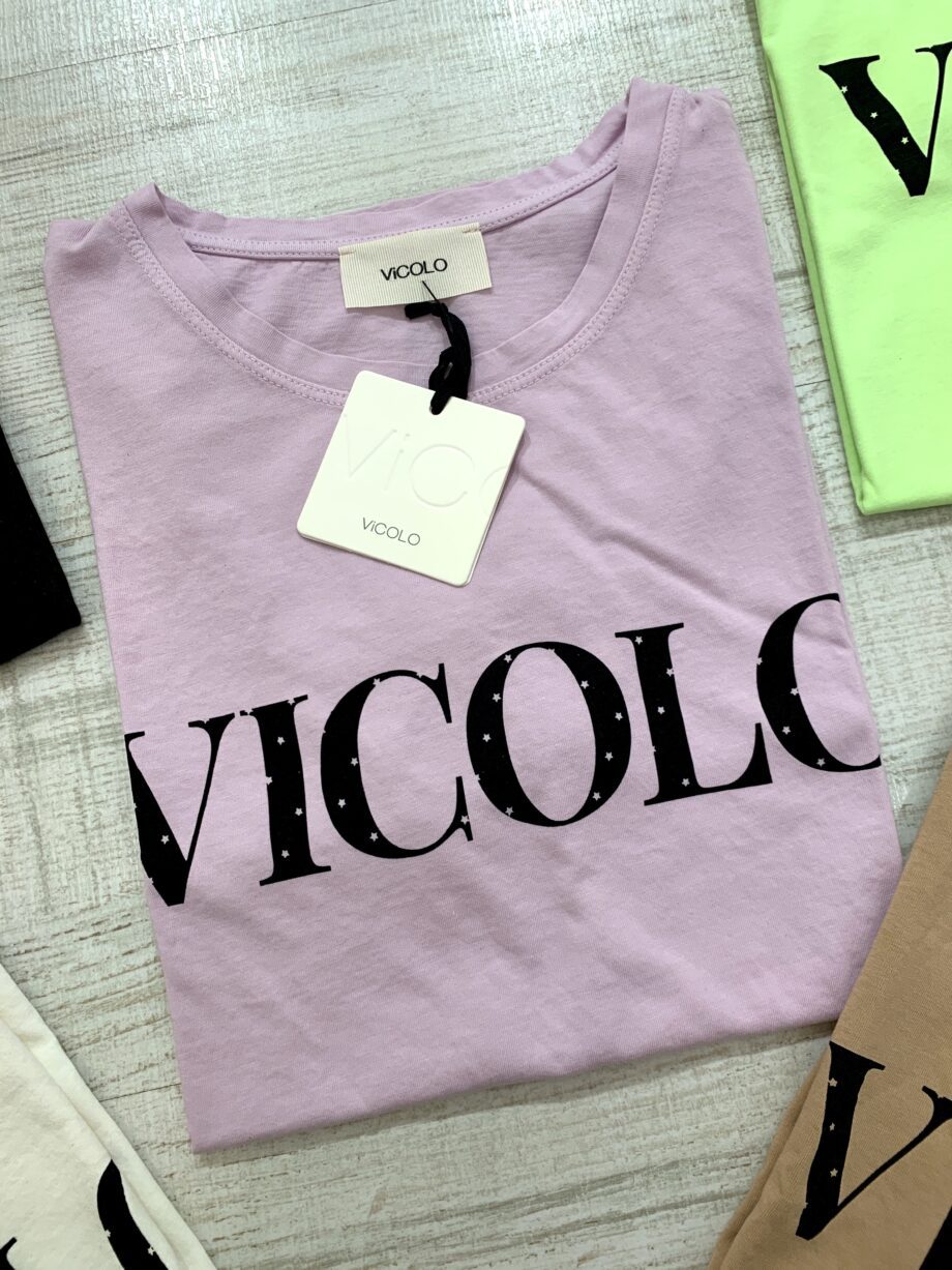 Shop Online T-shirt bianca con scritta logo e stelline Vicolo