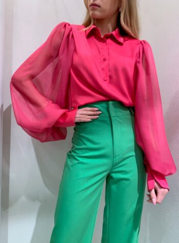 Shop Online Camicia satin fucsia con maniche tulle Have One