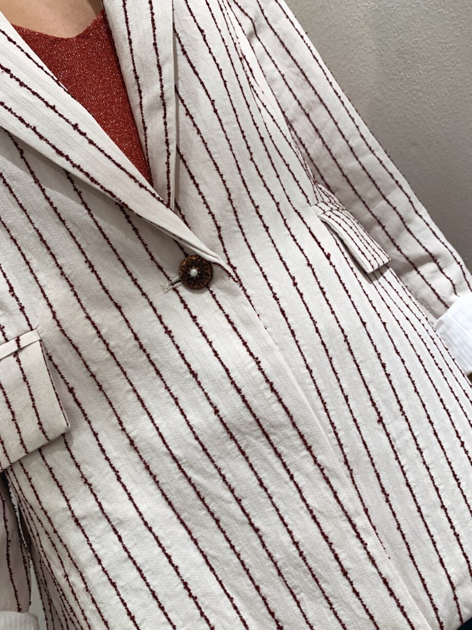 Shop Online Blazer monopetto panna a righe rosse con cintura Souvenir