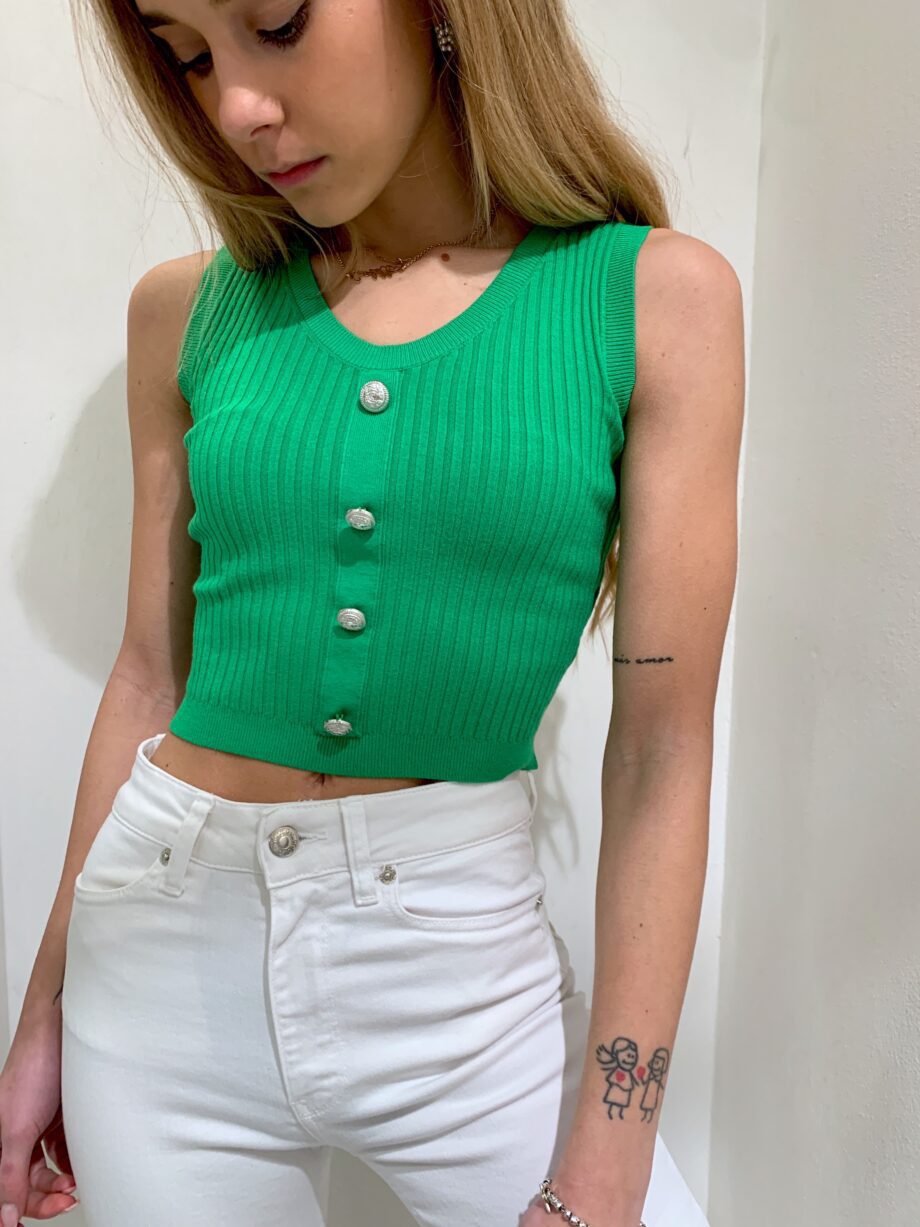 Shop Online Canotta crop con bottoni verde Vicolo