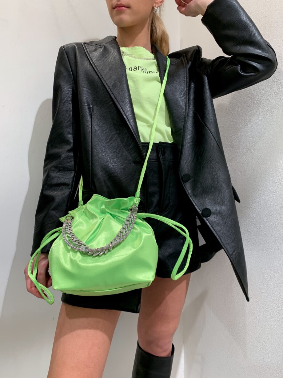 Shop Online Mini secchiello in raso lime Twentyfourhaitch