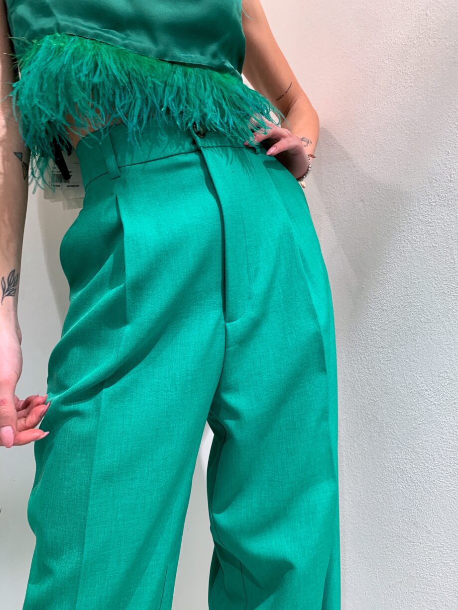 Shop Online Pantalone palazzo verde fiammato Vicolo