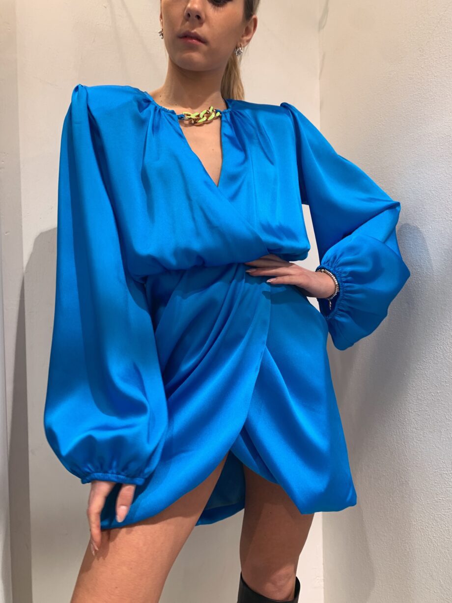 Shop Online Vestito in satin azzurro arricciato Vicolo