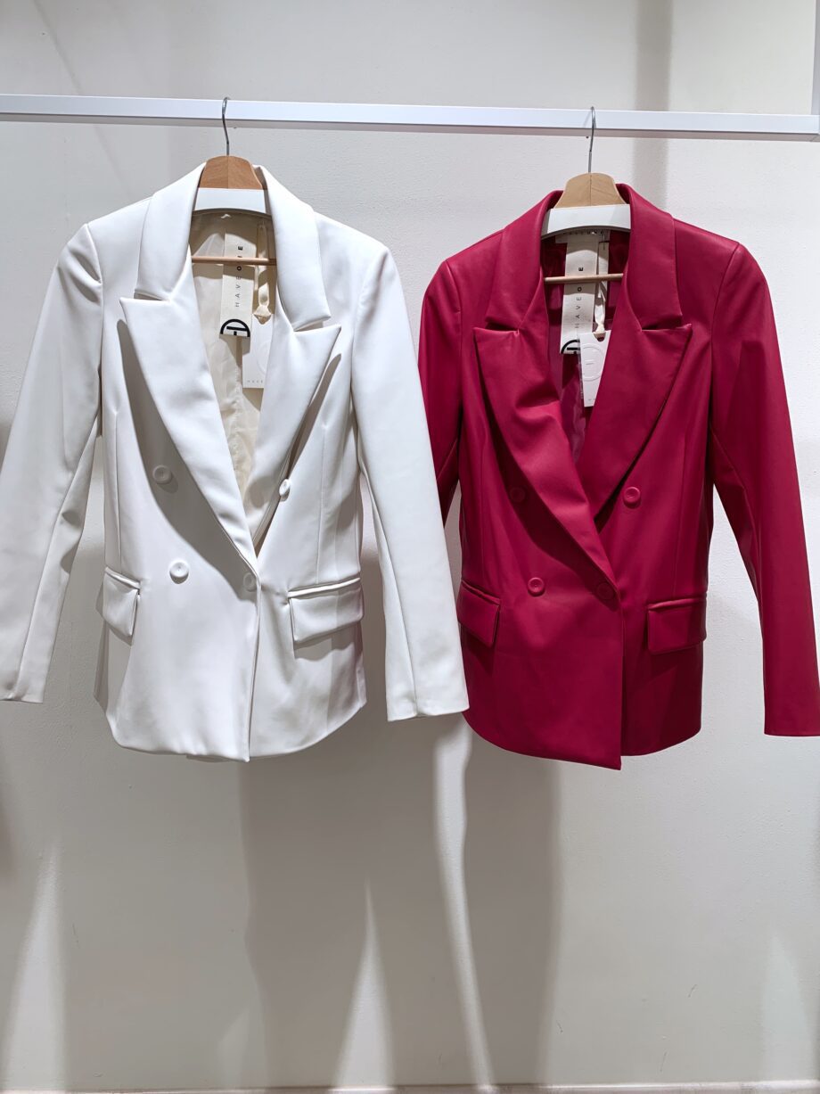 Shop Online Blazer doppiopetto in ecopelle bianco Have One