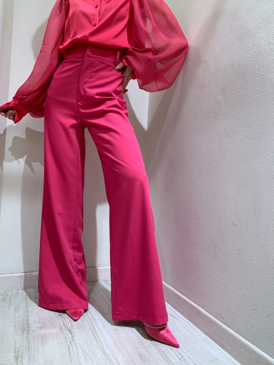 Shop Online Pantalone palazzo vita alta fucsia Have One