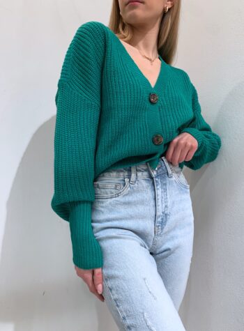 Shop Online Cardigan verde scollo a V con bottoni Vero Moda