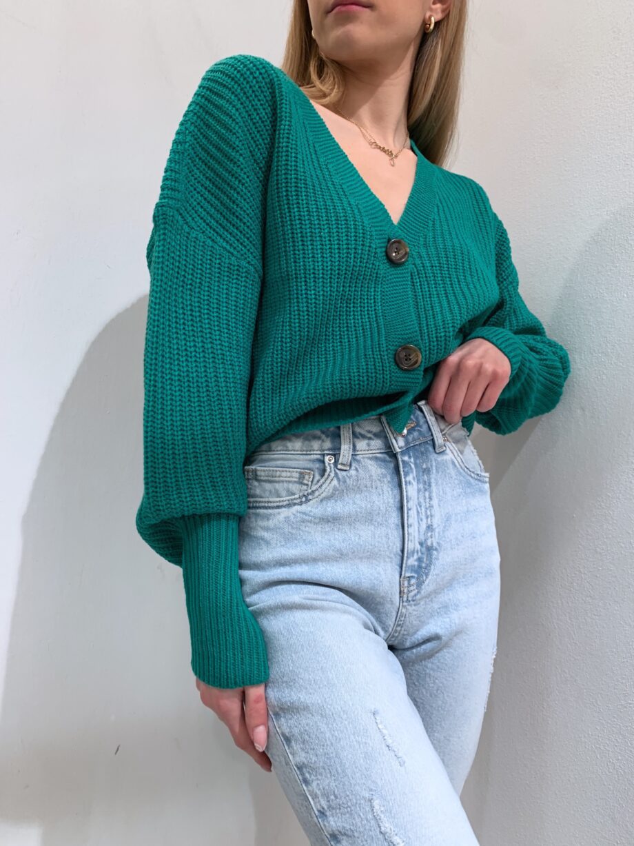 Shop Online Cardigan verde scollo a V con bottoni Vero Moda