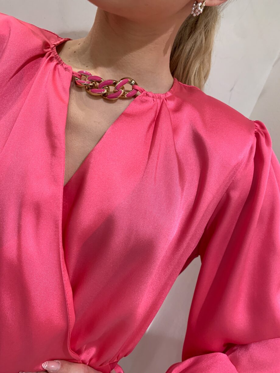 Shop Online Vestito in satin rosa bubble arricciato Vicolo