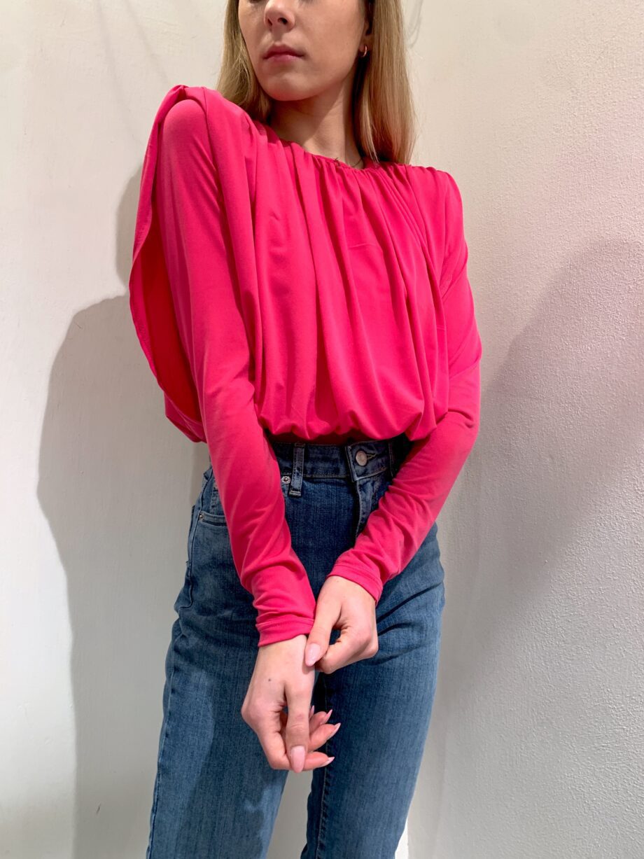 Shop Online Top fucsia drappeggiato manica lunga Have One