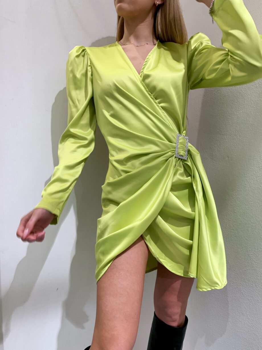 Shop Online Vestito satin lime con cintura strass Have One