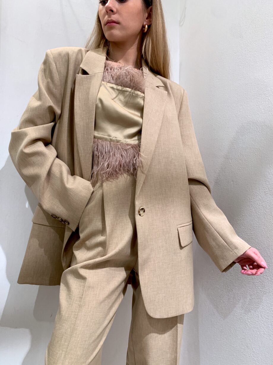 Shop Online Blazer over un bottone beige fiammato Vicolo