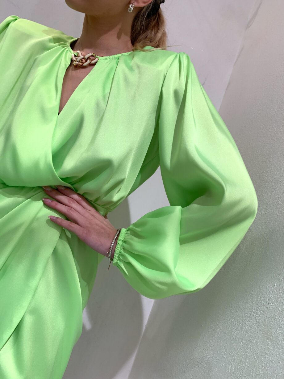 Shop Online Vestito in satin lime arricciato Vicolo