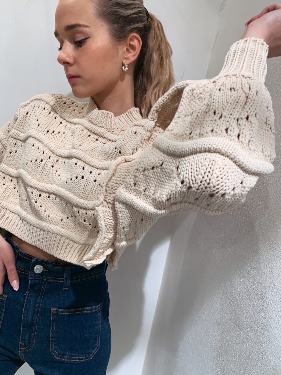 Shop Online Maglioncino crop aperto beige HaveOne