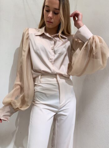 Shop Online Camicia satin champagne con maniche tulle Have One