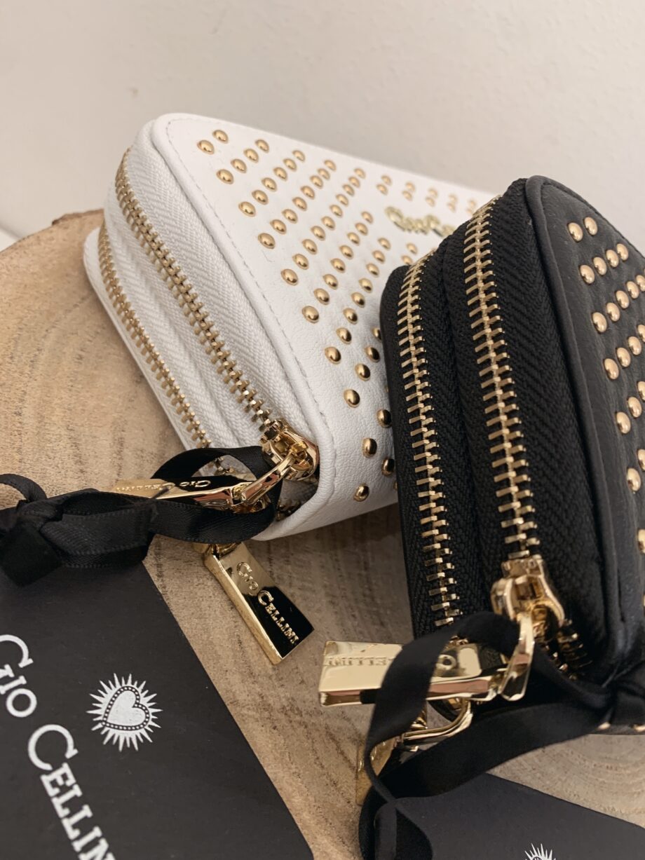 Shop Online Portafoglio bianco micro borchie oro Gio Cellini