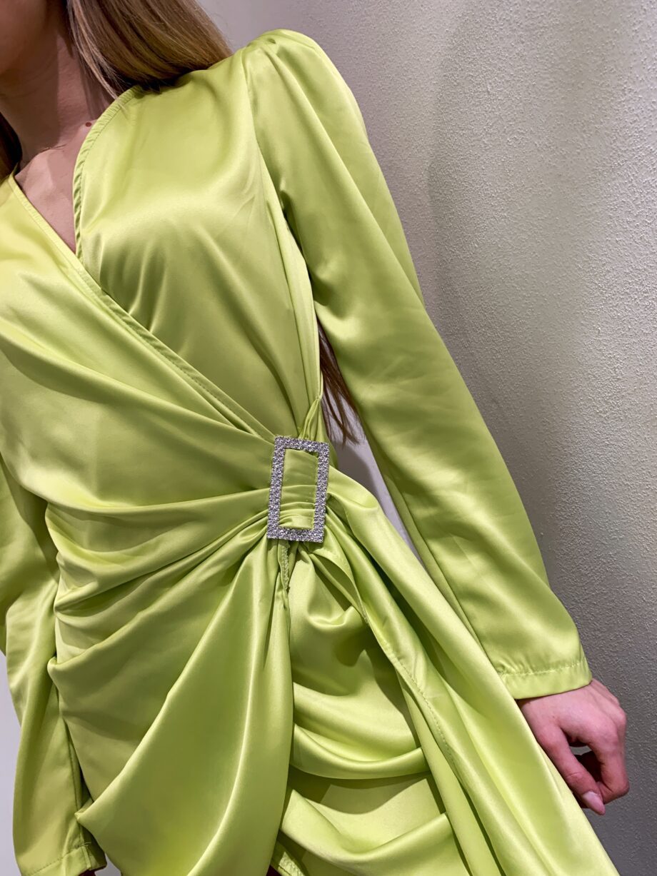 Shop Online Vestito satin lime con cintura strass Have One