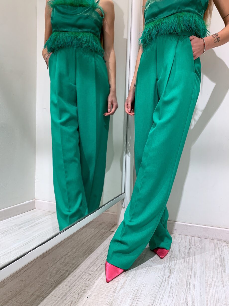 Shop Online Pantalone palazzo verde fiammato Vicolo