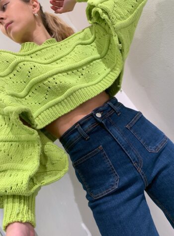 Shop Online Maglioncino crop aperto lime HaveOne