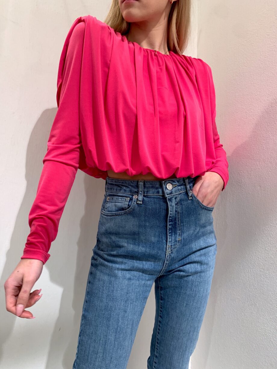 Shop Online Top fucsia drappeggiato manica lunga Have One