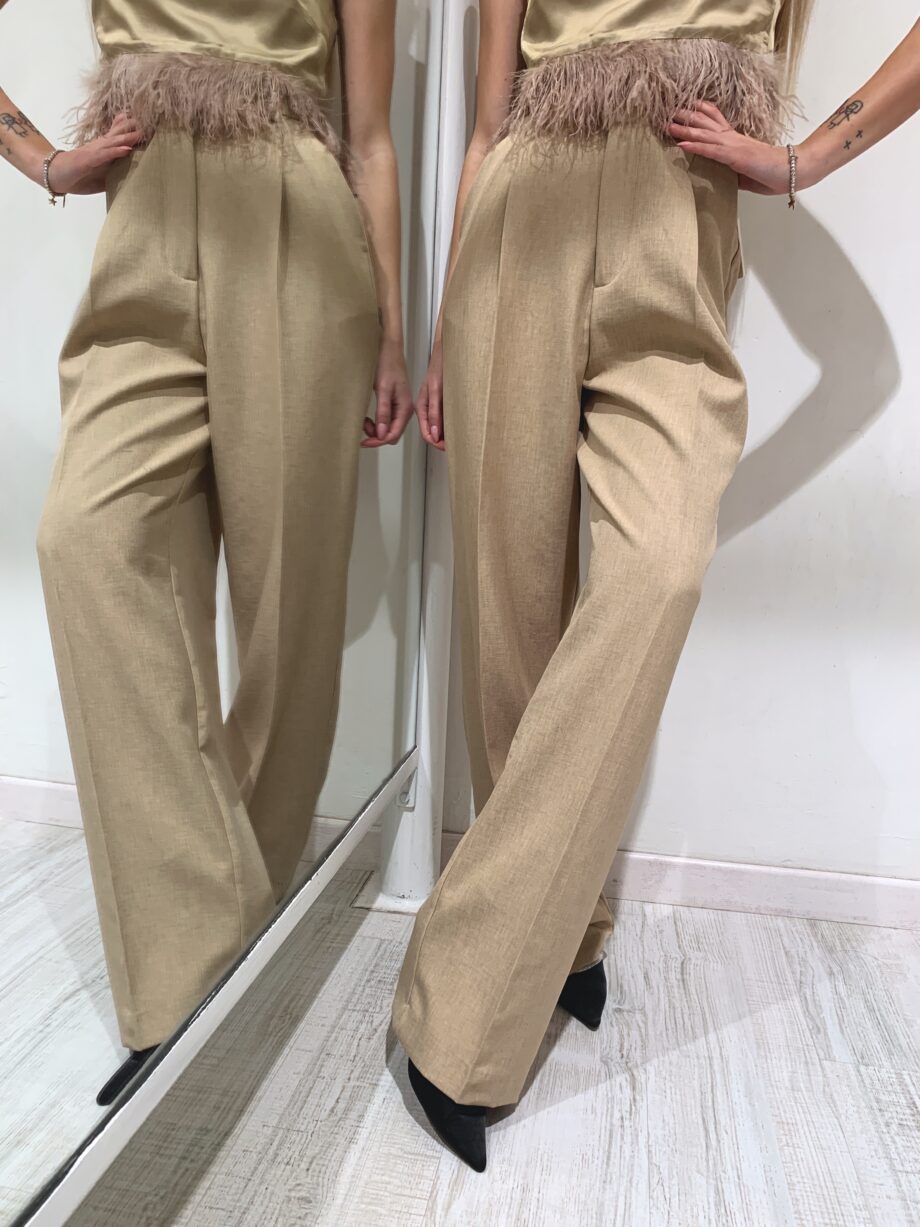 Shop Online Pantalone palazzo beige fiammato Vicolo