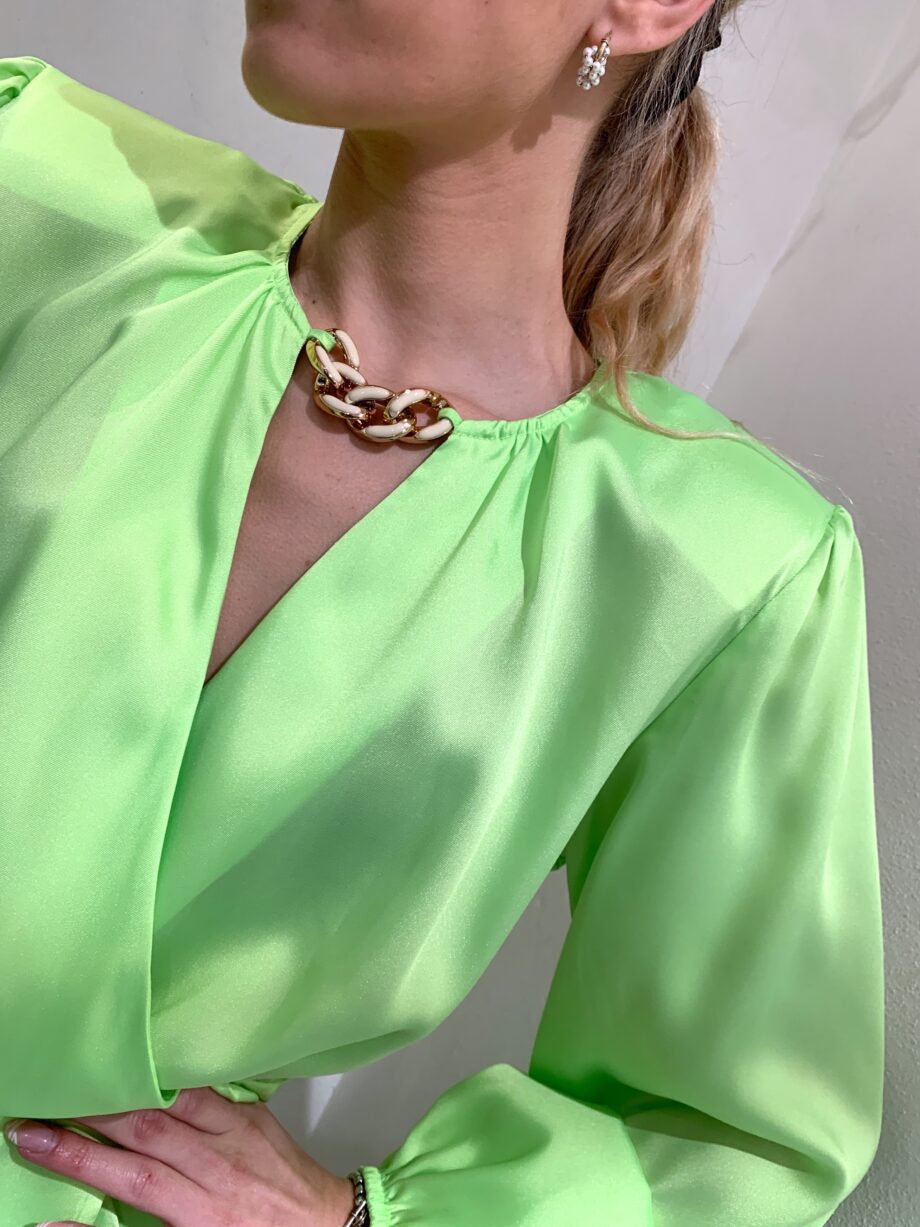 Shop Online Vestito in satin lime arricciato Vicolo