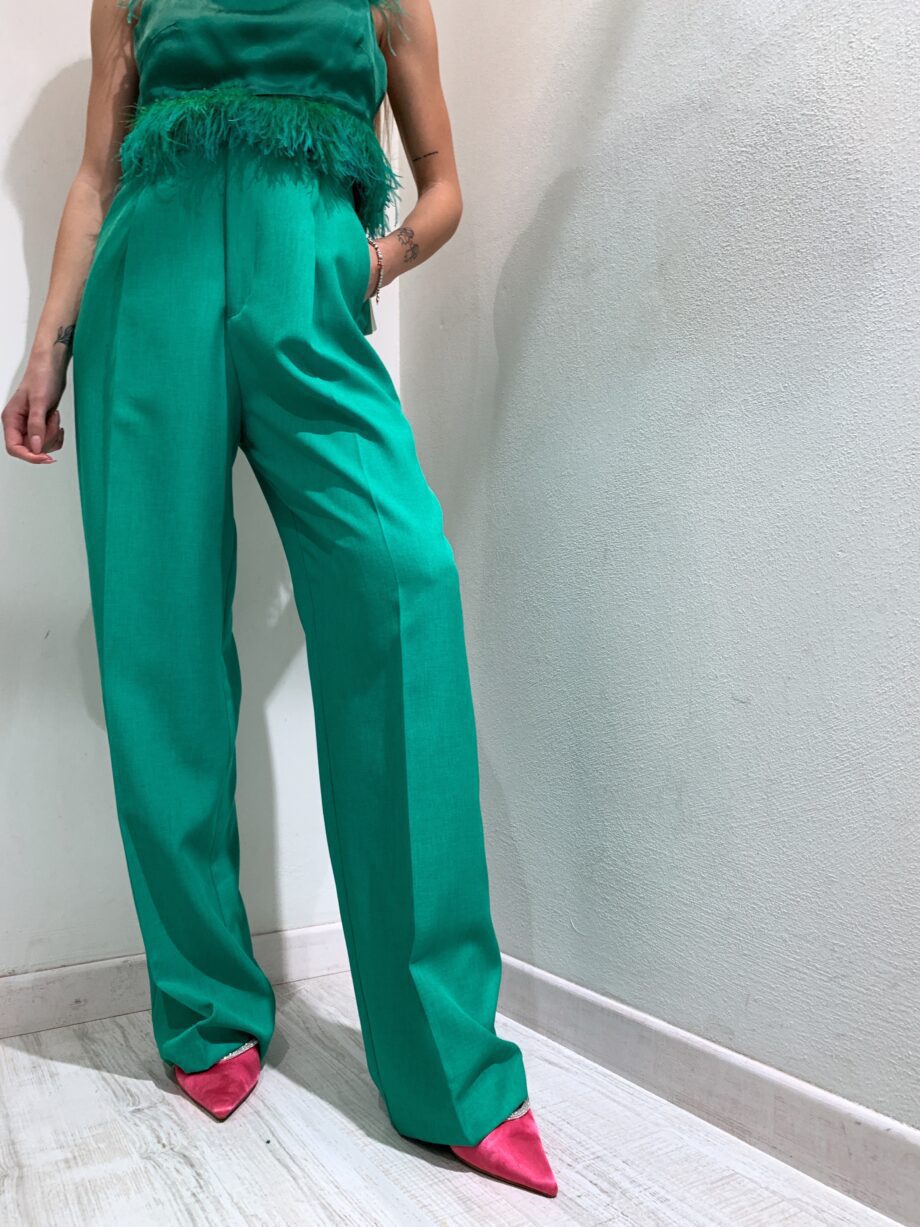 Shop Online Pantalone palazzo verde fiammato Vicolo