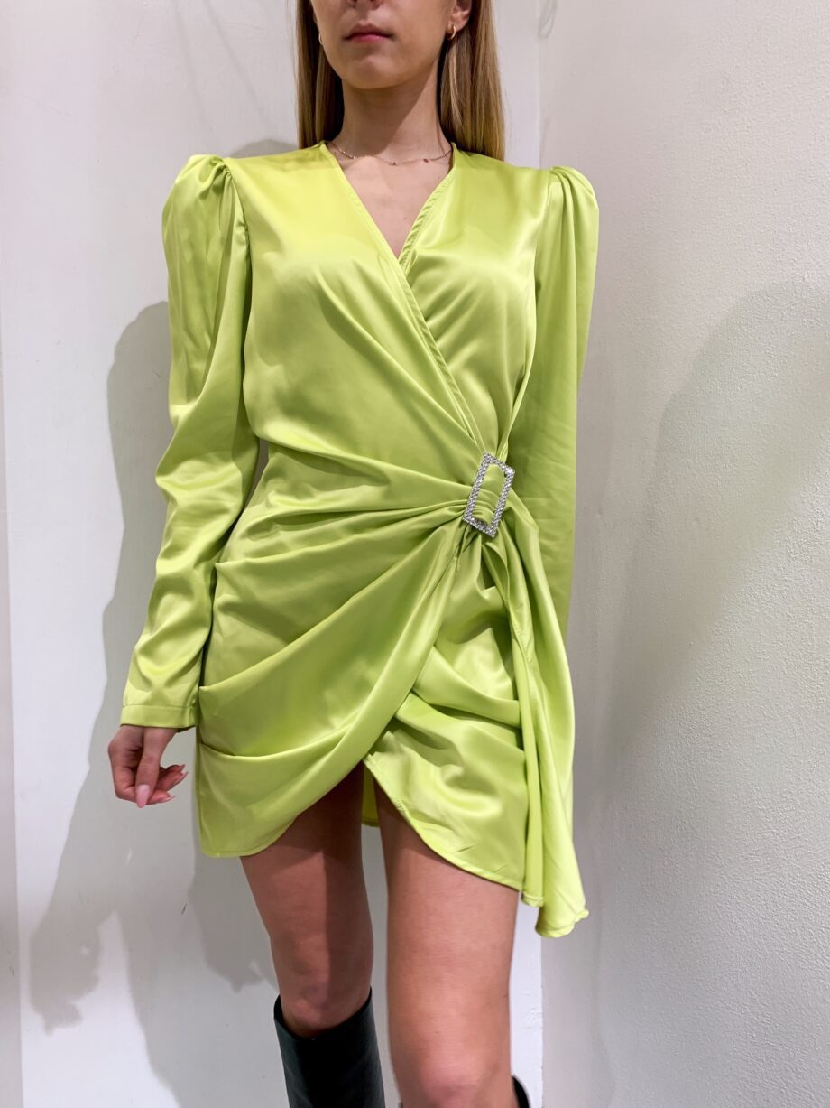 Shop Online Vestito satin lime con cintura strass Have One