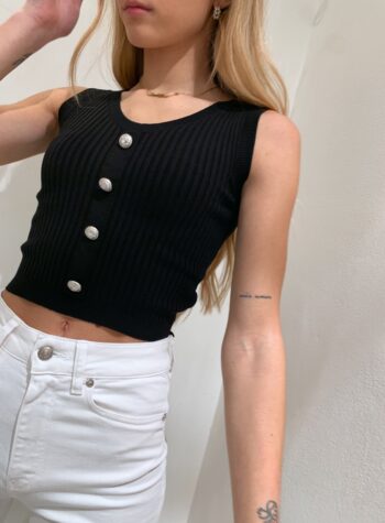 Shop Online Canotta crop con bottoni nera Vicolo