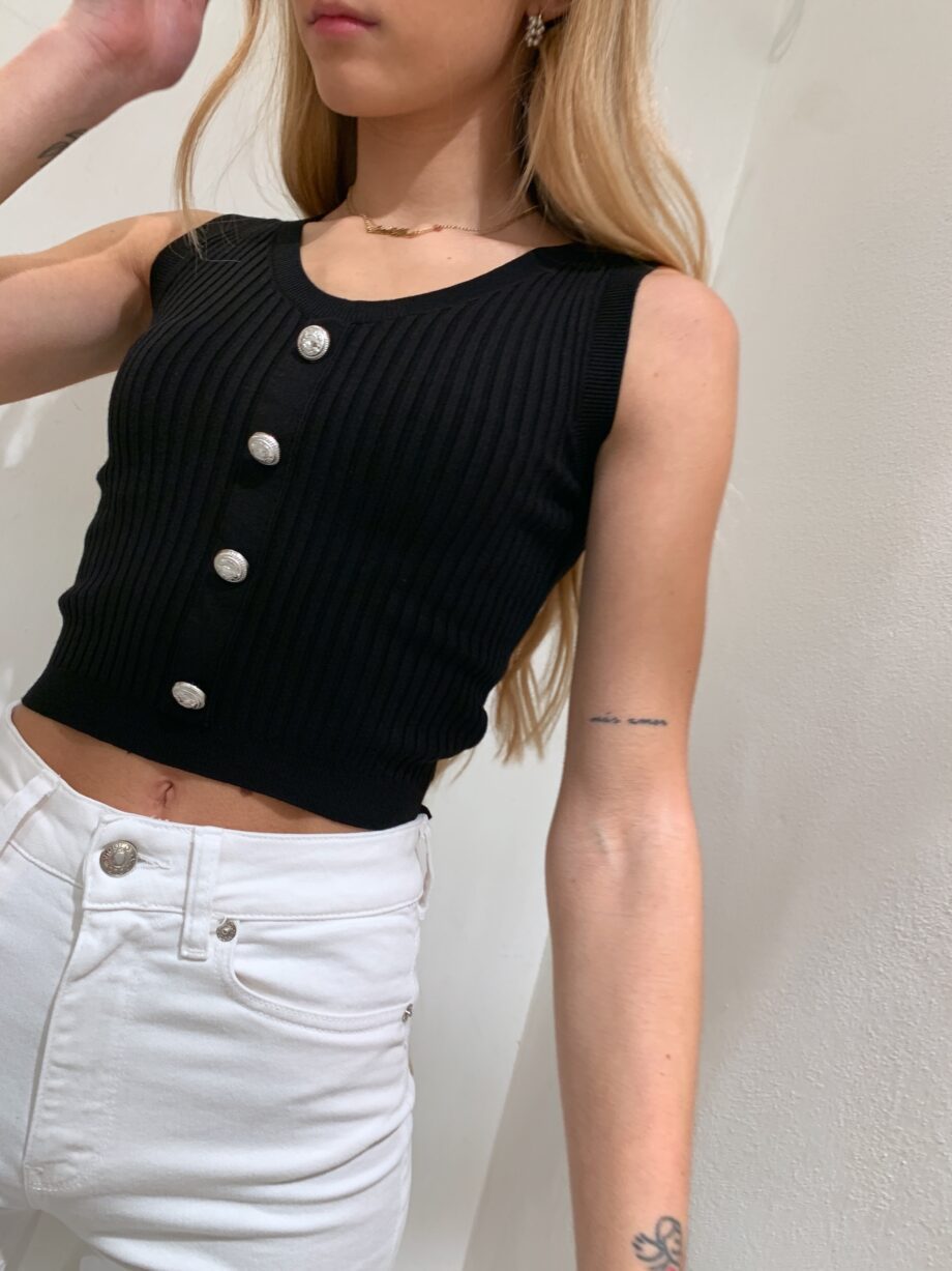 Shop Online Canotta crop con bottoni nera Vicolo