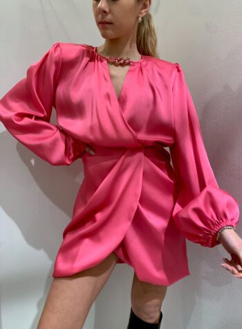 Shop Online Vestito in satin rosa bubble arricciato Vicolo