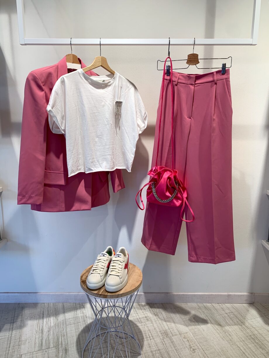 Shop Online Pantalone palazzo rosa vita alta Have One