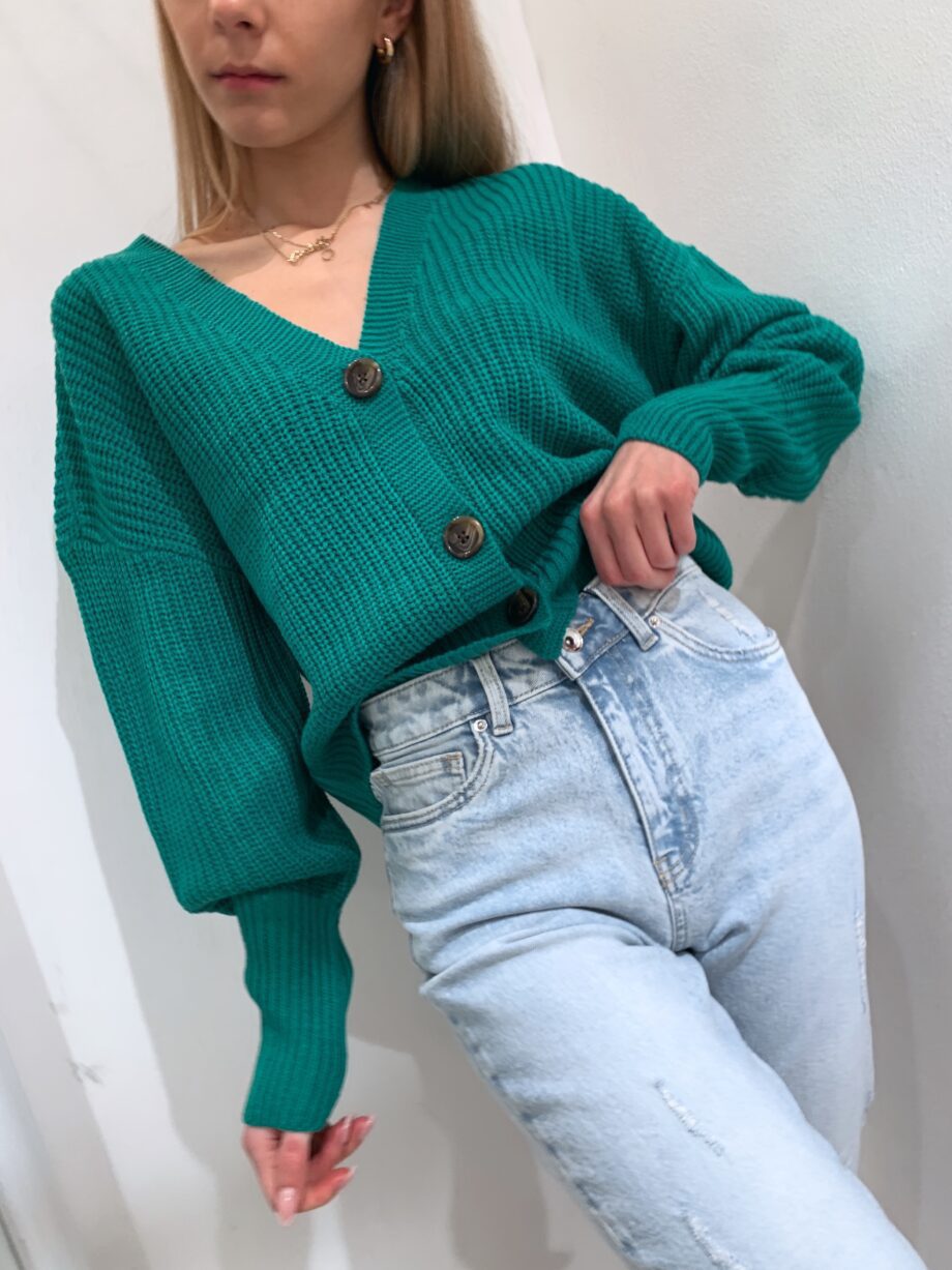 Shop Online Cardigan verde scollo a V con bottoni Vero Moda