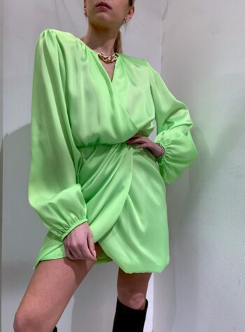 Shop Online Vestito in satin lime arricciato Vicolo