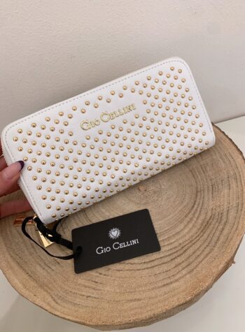Shop Online Portafoglio bianco micro borchie oro Gio Cellini