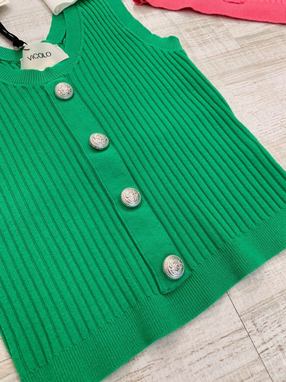 Shop Online Canotta crop con bottoni verde Vicolo