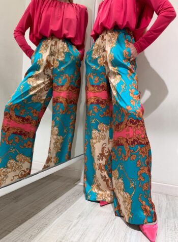 Shop Online Pantalone palazzo in satin fantasia Have One